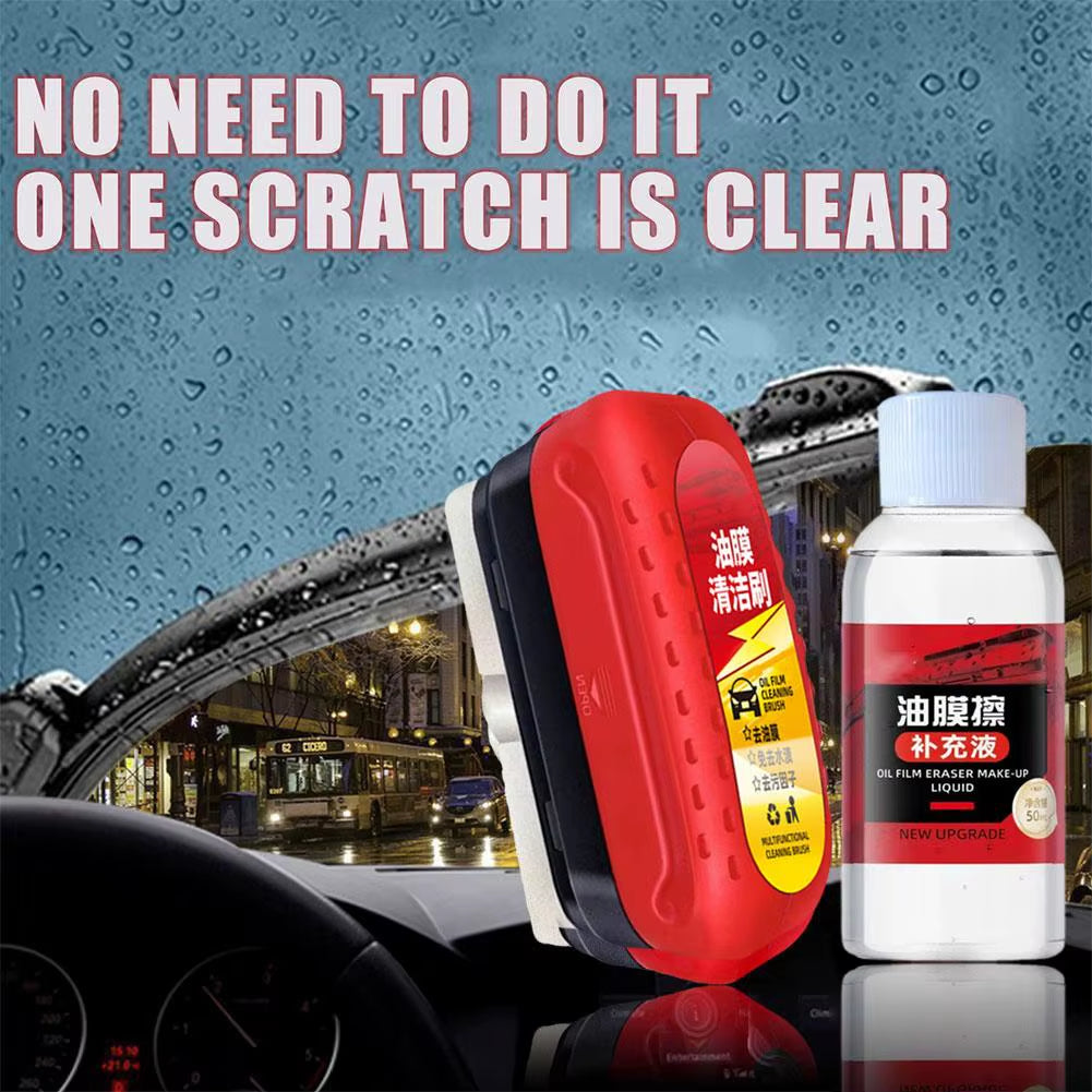 120Ml Car Glass Cleaner Automotive Glass Sponge Cleaning Brush Windshield Oil Film Cleaner Glass Polishing Agent Car Maintenance