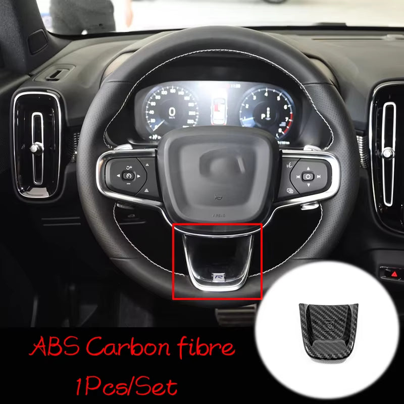 ABS Matte/Carbon Fibre for Volvo XC40 T5 2017 2018 2019 Accessories Car Steering Wheel Button Frame Cover Trim Car Styling 1Pcs